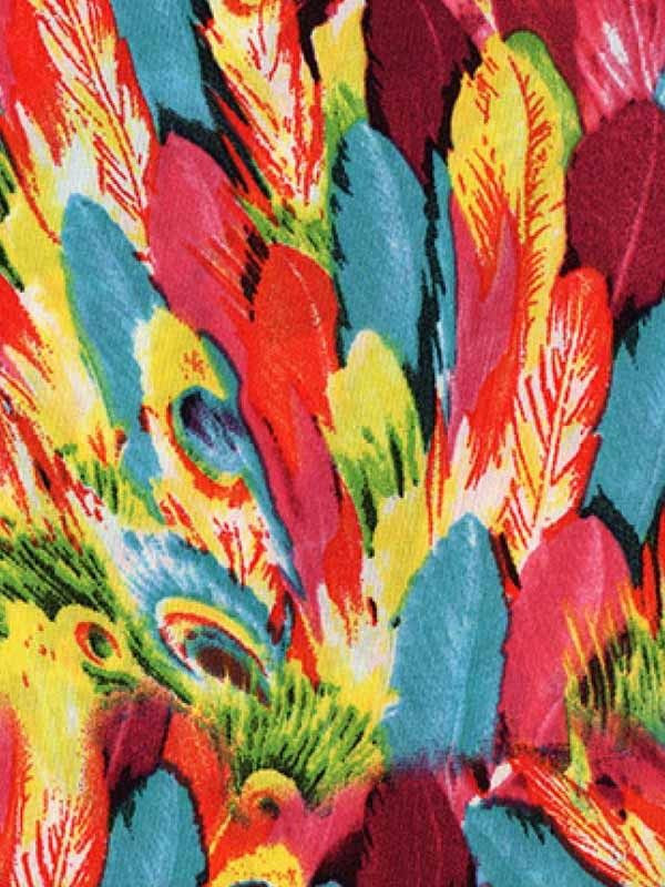 Tejido strech plumas multi