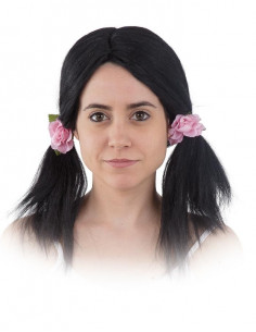 Peluca de coletas con flores
