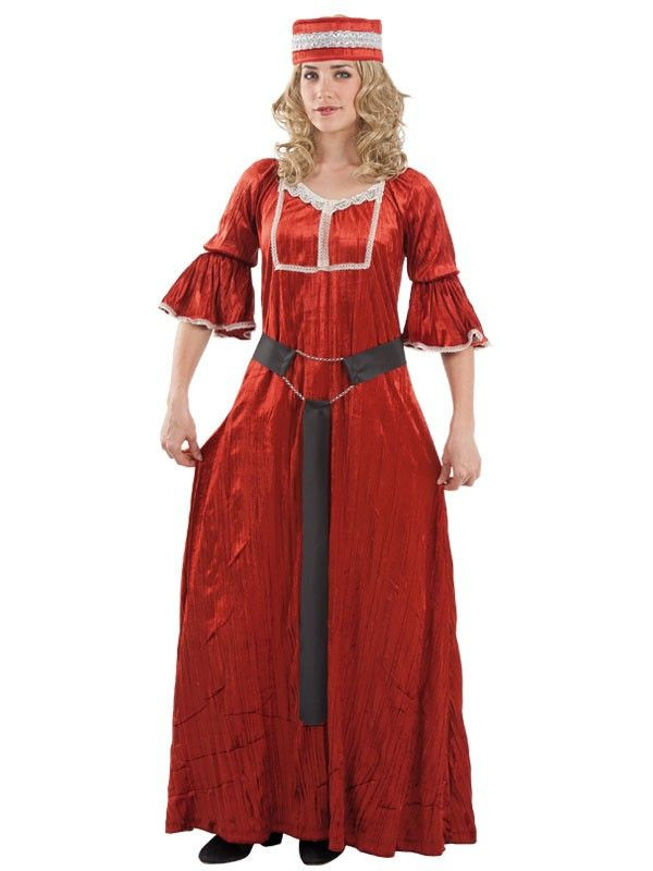 Disfraz medieval rojo mujer