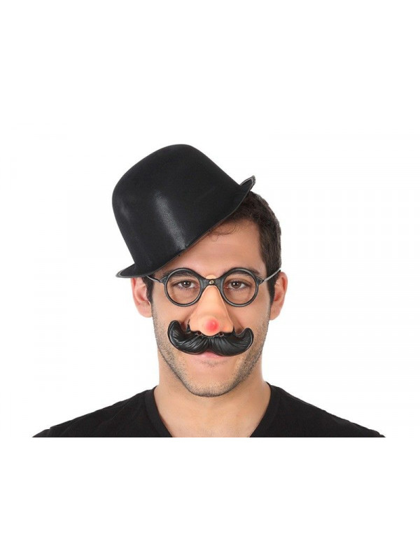 Set bombín, gafas y bigote de fiesta