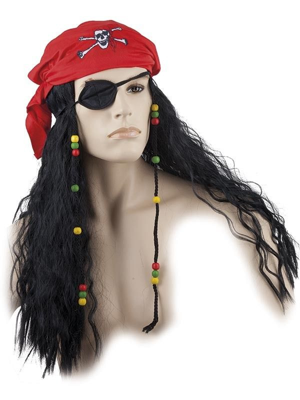 Peluca pirata con pañuelo y parche