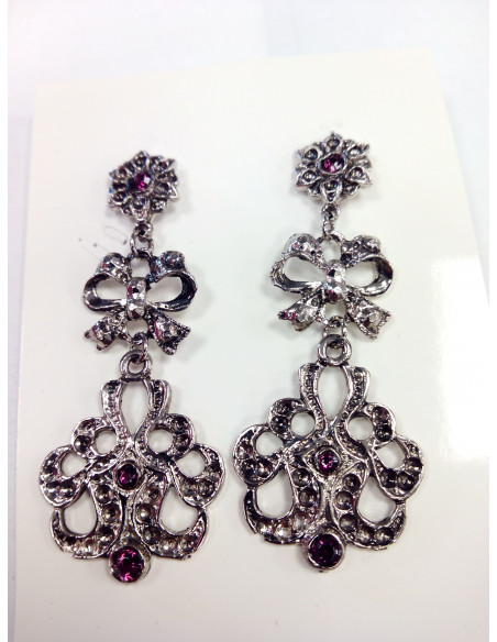 Pendientes para traje regional morado