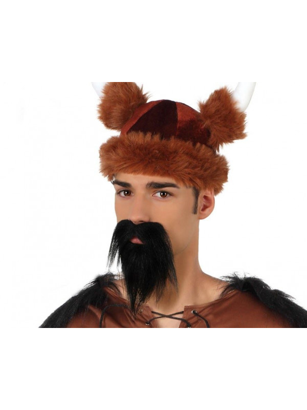 Barba y bigote vikingo negro