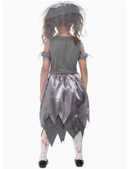 Disfraz zombie novia para niña espalda