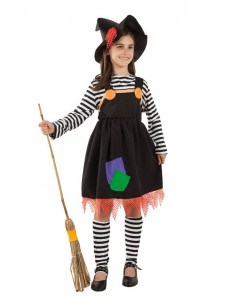 Disfraz de bruja a rayas para niña