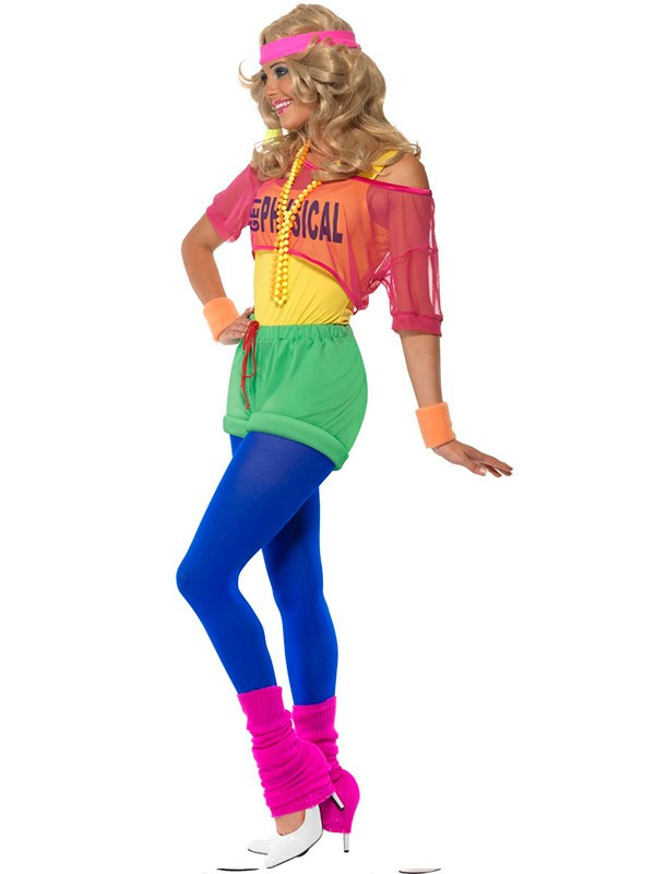 Disfraz años 80 deportista mujer lateral