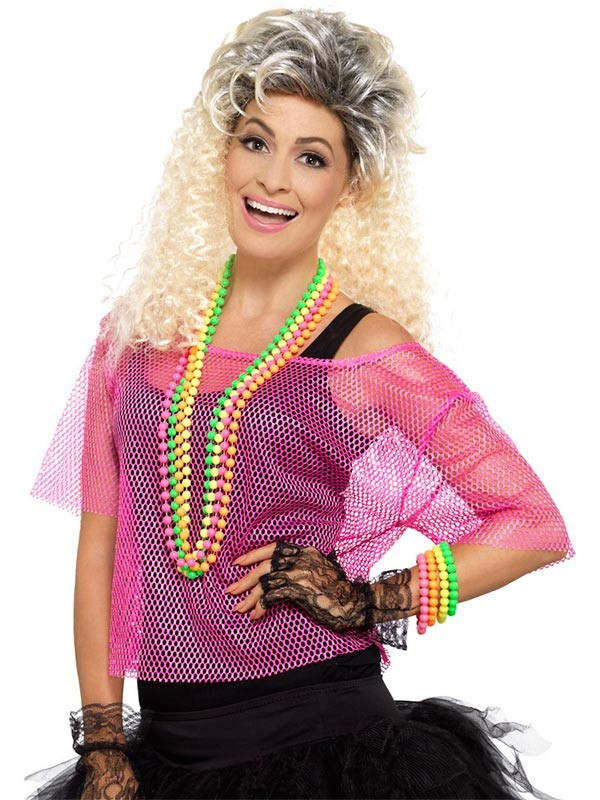 Camiseta de rejilla años 80 rosa