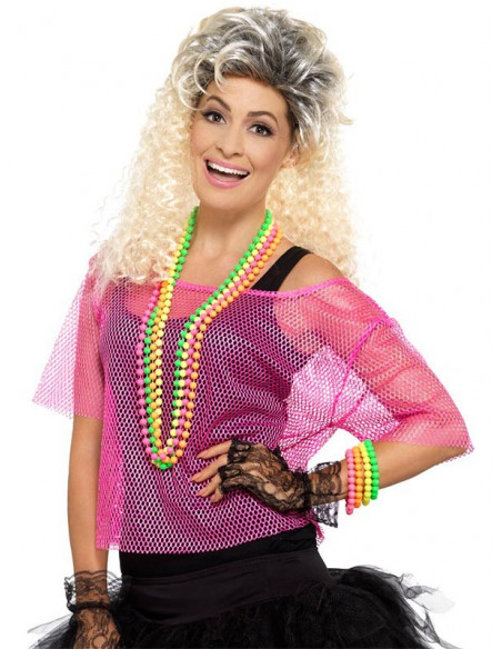 Camiseta de rejilla años 80 rosa