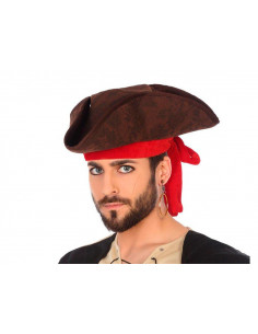Sombrero pirata marrón tres puntas