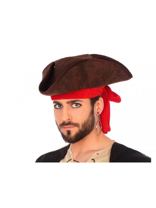 Sombrero pirata marrón tres puntas