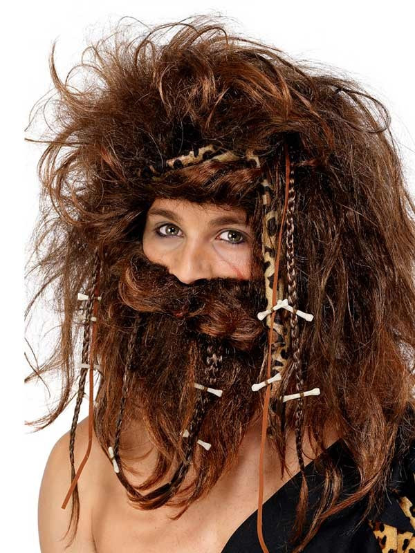 Peluca y barba de troglodita hombre