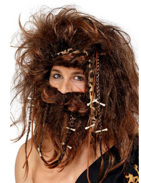 Peluca y barba de troglodita hombre