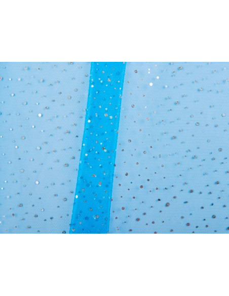 Tejido tul pedreria turquesa