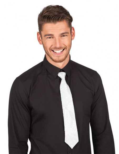 Corbata de lentejuelas blanca