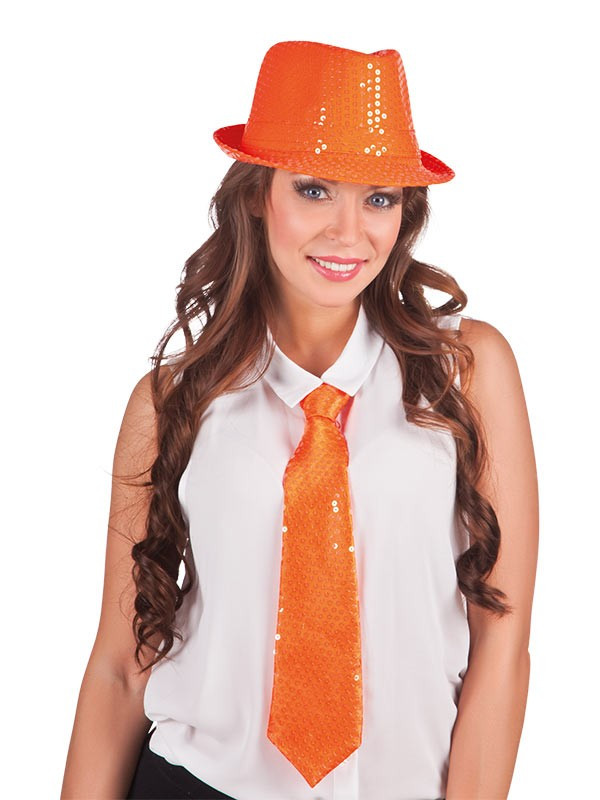 Corbata de lentejuelas naranja