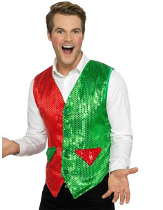 Chaleco elfo para adulto de lentejuelas