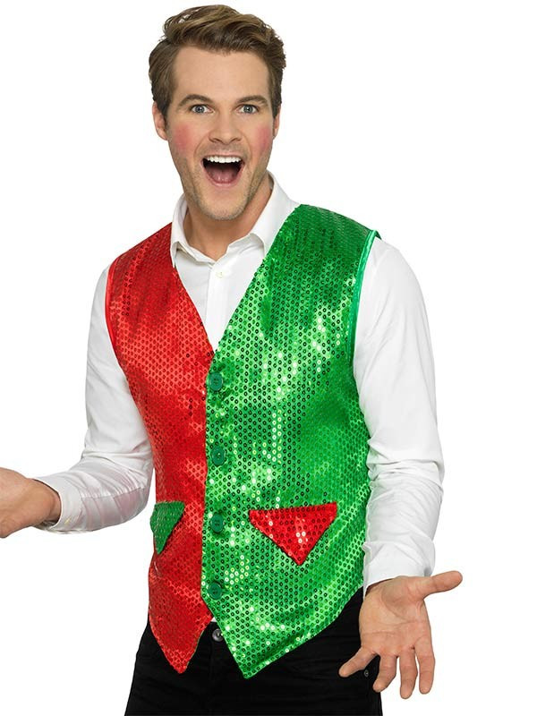 Chaleco elfo para adulto de lentejuelas