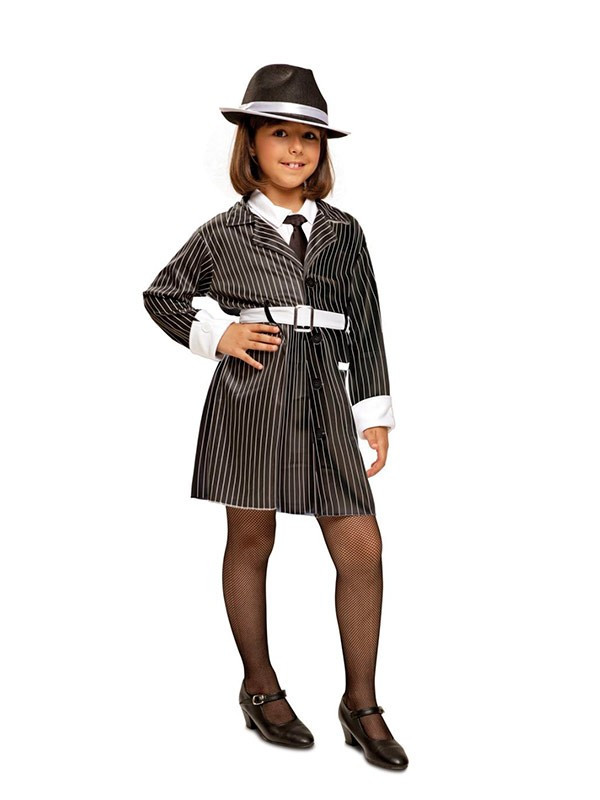 Disfraz de gángster mafiosa para niña