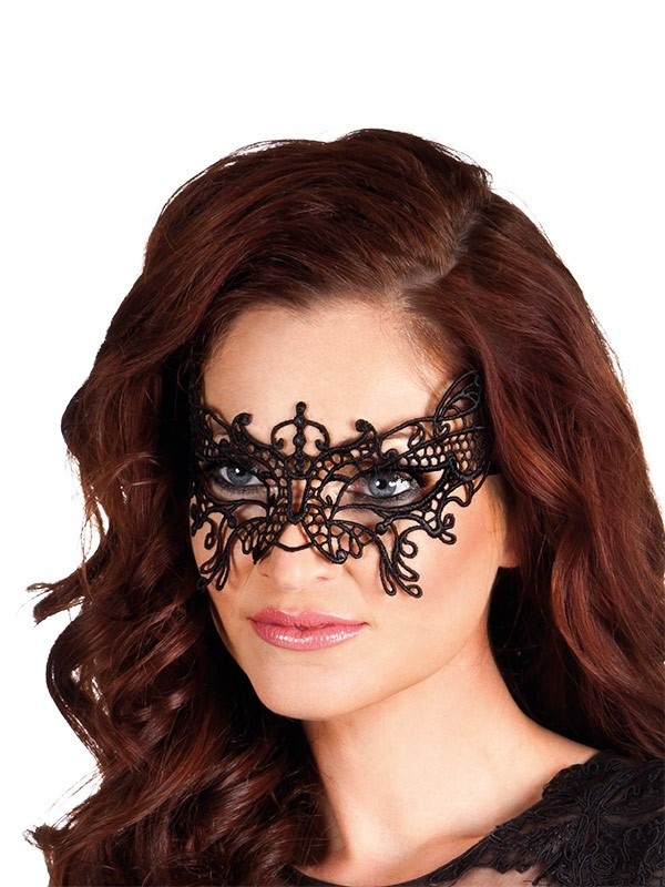 Antifaz de encaje negro mariposa