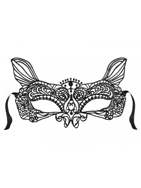 Antifaz de encaje negro felino