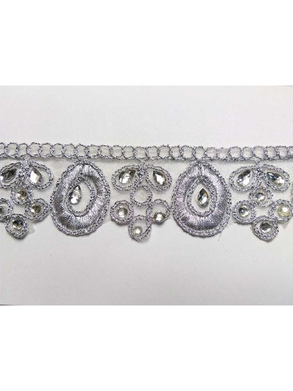 Galón pedrería lágrima plata