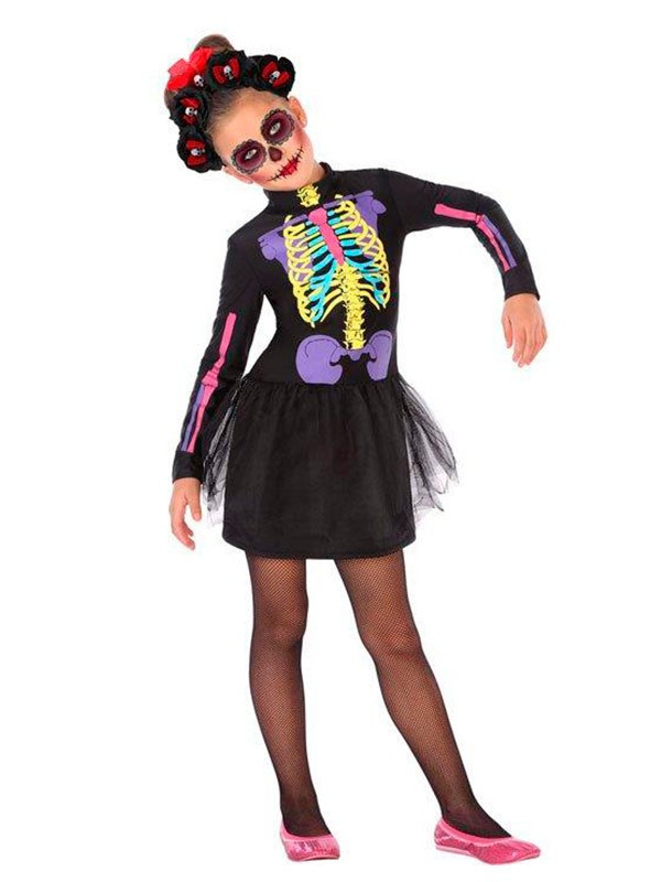 Disfraz de Catrina multicolor niña