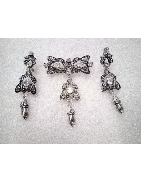 Conjunto bisuteria regional mariposa blanco