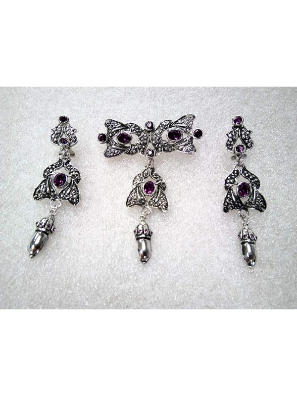 Conjunto bisuteria regional mariposa morado