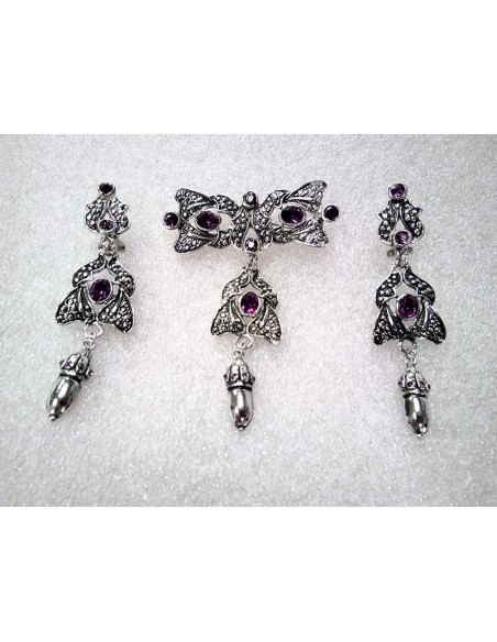 Conjunto bisuteria regional mariposa morado