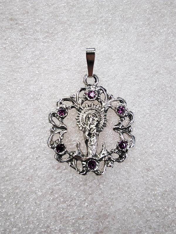 Colgante de la Vírgen del Pilar morado