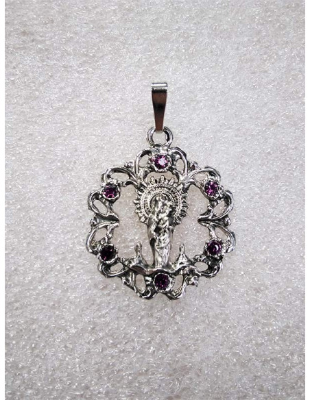 Colgante de la Vírgen del Pilar morado