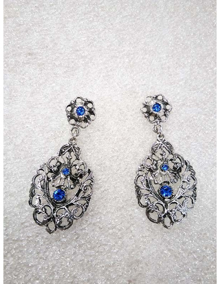 Pendiente para traje regional baturro azul