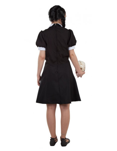 Disfraz de Miércoles Adams mujer trasera