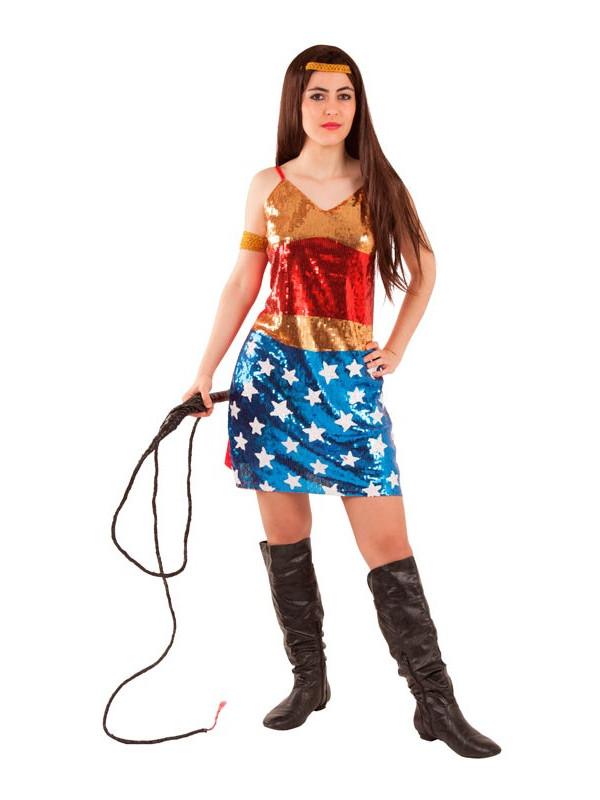 Disfraz mujer maravilla lentejuelas