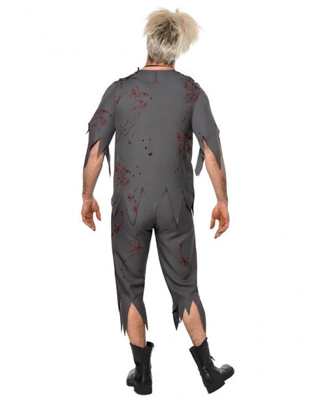 Disfraz de colegial zombie para hombre trasera