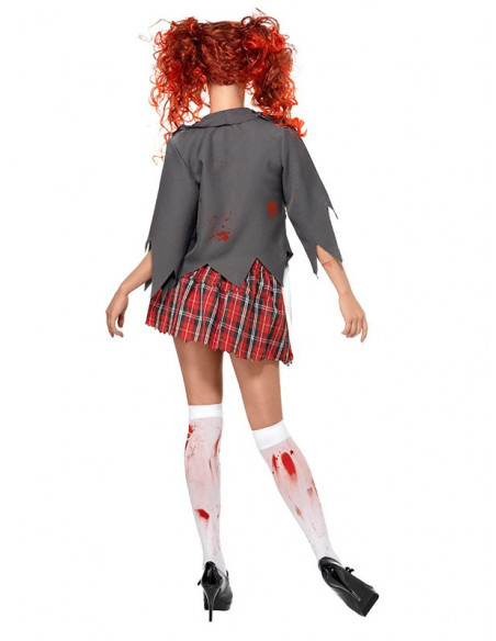 Disfraz de colegiala zombie para mujer trasera