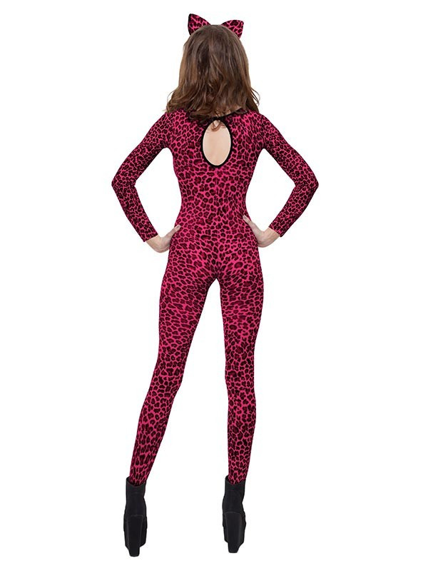 Malla leopardo rosa para mujer trasera