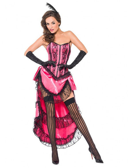 Disfraz de can can rosa para mujer