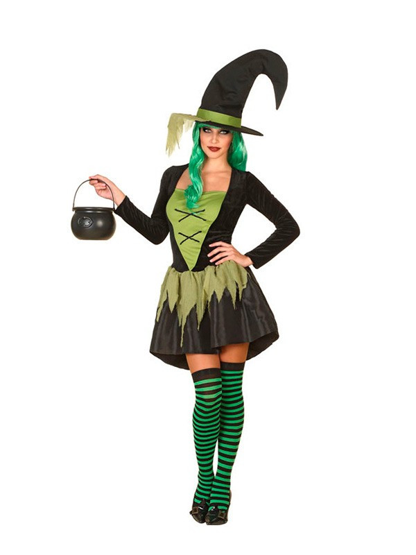 Disfraz de bruja verde para mujer