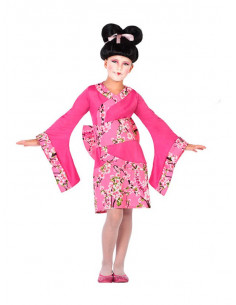 Disfraz geisha rosa para niña