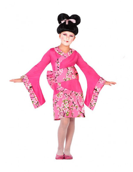 Disfraz geisha rosa para niña