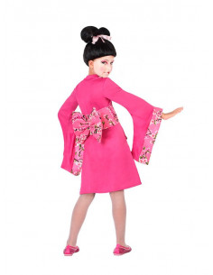 Disfraz geisha rosa para niña 2