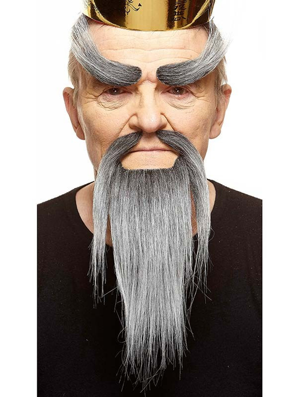 Barba y bigote chino canoso