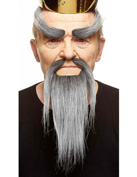 Barba y bigote chino canoso