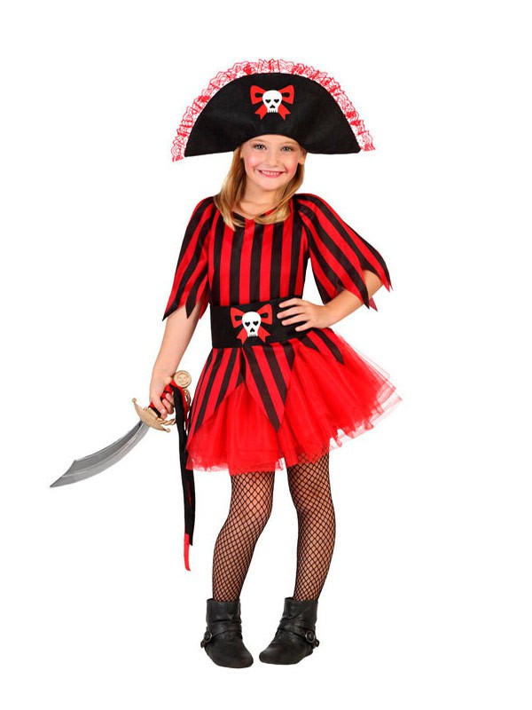 Disfraz pirata roja para niña