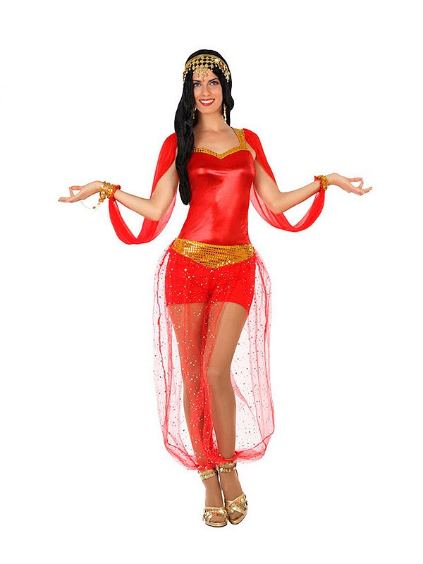 Disfraz de bailarina árabe roja para mujer