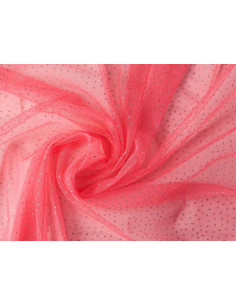 Tejido tul nylon con puntitos brillantes blanco 2