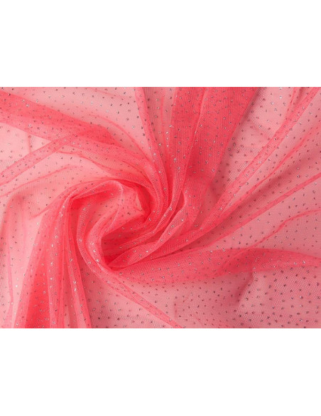 Tejido tul nylon con puntitos brillantes rojo