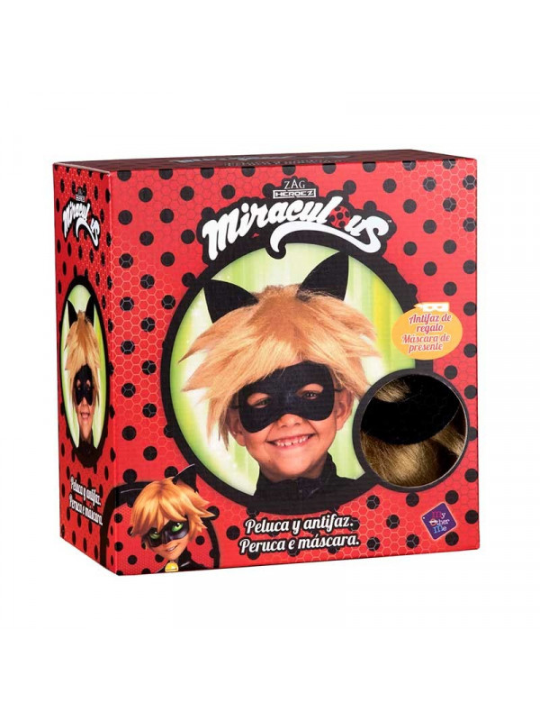 Peluca Catnoir infantil con antifaz