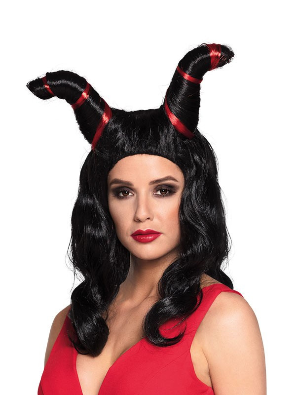 Peluca demonia con cuernos